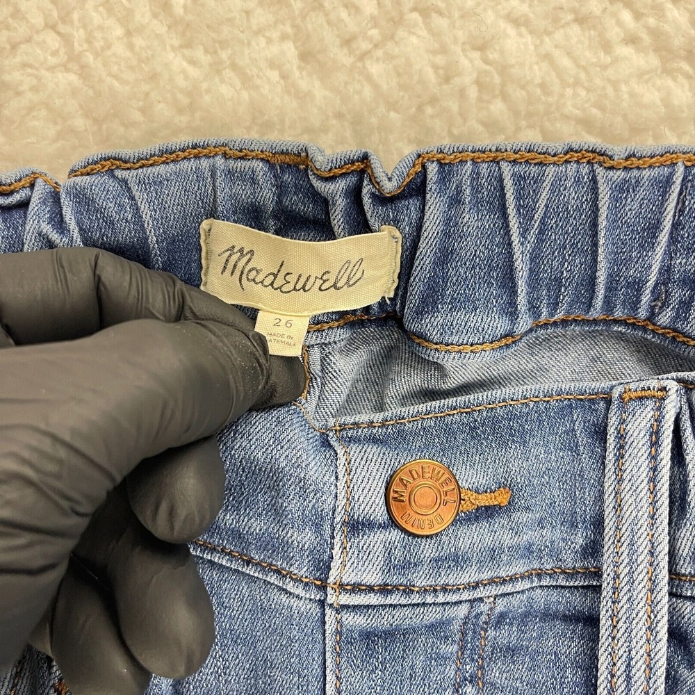 Madewell Blue Denim Pull On Straight Leg Jeans Womens High-Rise Casual Size 26‎ - Picture 14 of 16